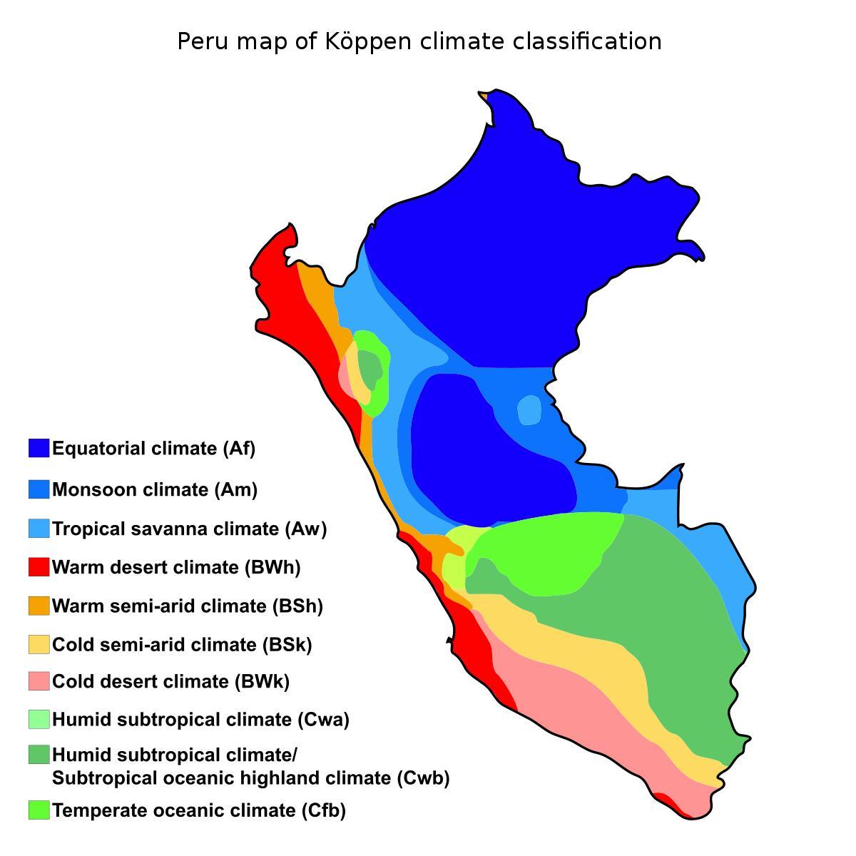 Harta peru climatice