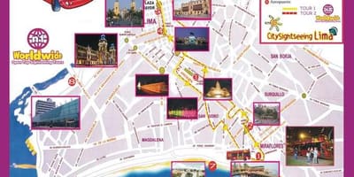 Hartă turistică din Lima, peru
